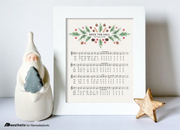 White Frame With Deck The Halls Christmas Music And Colorful Christmas Graphics Surrounding Title Deck The Hall